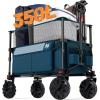 imageTimber Ridge Outdoor Collapsible Wagon with Brakes Utility Folding Cart Heavy Duty All Terrain Wheels for Shopping Camping Garden with Side Bag and Cup Holders GreyNavy