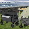imageTimber Ridge Outdoor Collapsible Wagon with Brakes Utility Folding Cart Heavy Duty All Terrain Wheels for Shopping Camping Garden with Side Bag and Cup Holders GreyGray