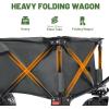 imageTimber Ridge Outdoor Collapsible Wagon with Brakes Utility Folding Cart Heavy Duty All Terrain Wheels for Shopping Camping Garden with Side Bag and Cup Holders GreyGray