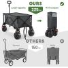 imageTimber Ridge Outdoor Collapsible Wagon with Brakes Utility Folding Cart Heavy Duty All Terrain Wheels for Shopping Camping Garden with Side Bag and Cup Holders GreyGray