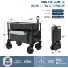 imageTimber Ridge Outdoor Collapsible Wagon with Brakes Utility Folding Cart Heavy Duty All Terrain Wheels for Shopping Camping Garden with Side Bag and Cup Holders GreyGray