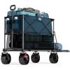 imageTIMBER RIDGE 400L Large Capacity Folding Double Decker Wagon with Brakes 54quot Extra Long Extender Wagon Cart 660lbs Heavy Duty Collapsible Cart AllTerrain Big Wheels for Camping Sports ShoppingBlue With Brakes