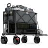 imageTIMBER RIDGE 400L Large Capacity Folding Double Decker Wagon with Brakes 54quot Extra Long Extender Wagon Cart 660lbs Heavy Duty Collapsible Cart AllTerrain Big Wheels for Camping Sports ShoppingGray With Brakes