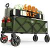 imageTIMBER RIDGE 512 Extended Collapsible Wagon Cart with Brakes and Cargo Net 350LBS Heavy Duty Foldable Utility Wagon with Adjustable Handle 400L Capacity Portable Cart for Camping Sports ShoppingGreen