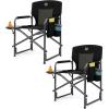 imageTIMBER RIDGE Aluminum Oversized Camping Chair Lightweight Portable Directors Chair with Side Table Detachable Side Pocket for Outdoor Camping Lawn Picnic Support 400lbs Blue 2 PackBlack