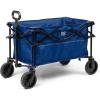 imageTIMBER RIDGE Folding Collapsible Wagon Utility Push Pull Beach Wagon with AllTerrain Universal Wheels Heavy Duty Foldable Grocery Cart for Outdoor Garden Camping Shopping Holds 225 lbs Dark Blue