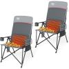 imageTIMBER RIDGE Oversized Camping Chair with Lumbar Support Portable Folding Chair Heavy Duty for Adults Supports 450 LBS for Outdoor Camping Lawn with High Back Cup Holder Side Pocket  BlueHeated Gray 2 Set