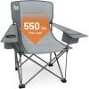 imageTIMBER RIDGE Oversized Folding Camping Chair for Adults Support 550 LBS Heavy Duty with Cup Holder Side Pocket for Camp Lawn Picnic Tan 2 PackGrey
