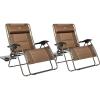 imageTIMBER RIDGE Oversized Zero Gravity Chair 33In Wide XXL Zero Gravity Reclining Chair with Side Table Full Padded Lounge Chair for Outdoor Camping Patio Lawn Heavy Duty Supports 500lbs Blue1 PackBrown2 Pack
