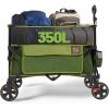 imageTimber Ridge 350L Extra Large Collapsible Folding Wagon Carts with Brake Heavy Duty Outdoor Camping Utility Wagons with Extended Height Adjustable Handle Cup Holders Side BagBlueGreen