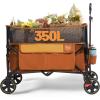 imageTimber Ridge 350L Extra Large Collapsible Folding Wagon Carts with Brake Heavy Duty Outdoor Camping Utility Wagons with Extended Height Adjustable Handle Cup Holders Side BagBlueOrange