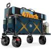 imageTimber Ridge 47quot L Collapsible Wagon with Tailgate ampamp Brake 300lbs Heavy Duty Beach Wagon with AllTerrain Big Wheels 250L Foldable Utility Cart for Sand Camping Sports Shopping BlueBlue