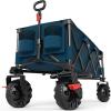 imageTimber Ridge 512quot Extended Collapsible Wagon  HeavyDuty Utility Cart with AllTerrain Wheels Brakes ampamp Cargo Net 400L Capacity for Camping Sports ampamp Shopping BlueBlue
