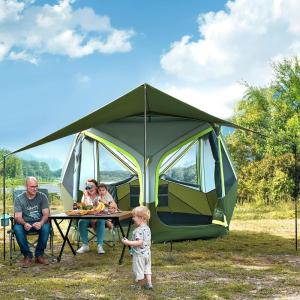 imageTIMBER RIDGE 468 Person Instant Pop Up Cabin Tent Easy 60 Second Setup Weather Resistant Camping Family Hub Tent with Rain Fly and Carry Bag for Outdoor CampingGreen