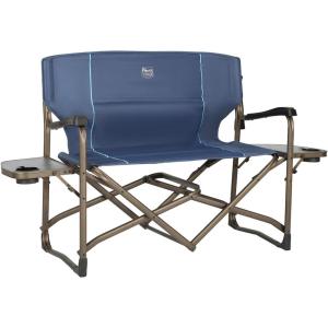 imageTIMBER RIDGE Double Camping Chair Foldable Loveseat Directors Chairs Oversized Double Folding Camping Chairs with 2 Side Tables 2 Person Lawn Chair Heavy Duty Support 600 LBS for Outdoor BlueBlue