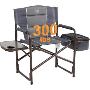 imageTIMBER RIDGE Lightweight Camping Chair Portable Laurel Directors Chair with Foldable Side Table Cooler Bag ampamp Mesh Pocket Compact Outdoor Folding Lawn Chair Supports 300lbs GreyGrey