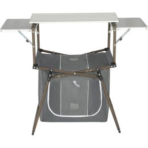 imageTIMBER RIDGE Outdoor Folding Camping Kitchen Table Lightweight Portable Aluminum Cooking Table with Storage and Carry Bag Camp Cook Station Foldable Grill Table for BBQ Picnic Backyard BrownGrey