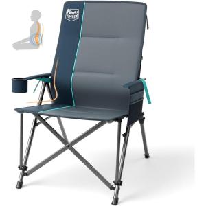 imageTIMBER RIDGE Oversized Camping Chair with Lumbar Support Portable Folding Chair Heavy Duty for Adults Supports 450 LBS for Outdoor Camping Lawn with High Back Cup Holder Side Pocket  BlueBlue