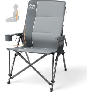 imageTIMBER RIDGE Oversized Camping Chair with Lumbar Support Portable Folding Chair Heavy Duty for Adults Supports 450 LBS for Outdoor Camping Lawn with High Back Cup Holder Side Pocket  BlueGrey