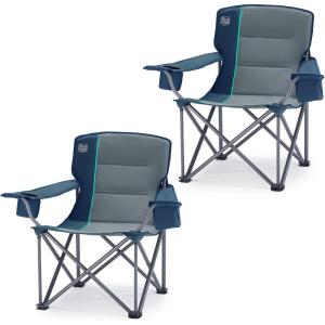 imageTIMBER RIDGE Oversized Folding Camping Chair for Adults Support 550 LBS Heavy Duty with Cup Holder Side Pocket for Camp Lawn Picnic Tan 2 PackNavy2 Pack