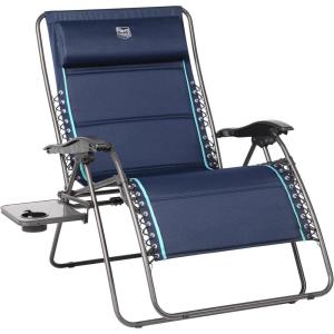 imageTIMBER RIDGE Oversized Zero Gravity Chair 33In Wide XXL Zero Gravity Reclining Chair with Side Table Full Padded Lounge Chair for Outdoor Camping Patio Lawn Heavy Duty Supports 500lbs Blue1 PackBlue1 Pack