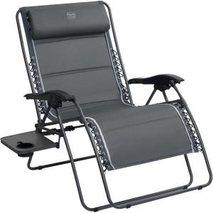 imageTIMBER RIDGE Oversized Zero Gravity Chair 33In Wide XXL Zero Gravity Reclining Chair with Side Table Full Padded Lounge Chair for Outdoor Camping Patio Lawn Heavy Duty Supports 500lbs Blue1 PackGrey1 Pack