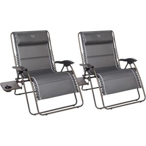 imageTIMBER RIDGE Oversized Zero Gravity Chair 33In Wide XXL Zero Gravity Reclining Chair with Side Table Full Padded Lounge Chair for Outdoor Camping Patio Lawn Heavy Duty Supports 500lbs Blue1 PackGrey2 Pack