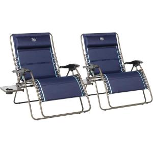 imageTIMBER RIDGE Oversized Zero Gravity Chair 33In Wide XXL Zero Gravity Reclining Chair with Side Table Full Padded Lounge Chair for Outdoor Camping Patio Lawn Heavy Duty Supports 500lbs Blue1 PackBlue2 Pack