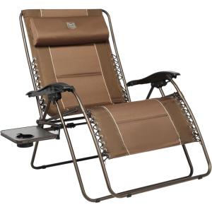 imageTIMBER RIDGE Oversized Zero Gravity Chair 33In Wide XXL Zero Gravity Reclining Chair with Side Table Full Padded Lounge Chair for Outdoor Camping Patio Lawn Heavy Duty Supports 500lbs Blue1 PackBrown1 Pack