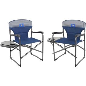 imageTIMBER RIDGE Portable Folding Directors Chair 2Pack  Lightweight Camping ampamp Tailgating Chairs with Side Table ampamp Cup Holder Supports 300 lbs  Outdoor Recreation