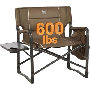 imageTIMBER RIDGE XXL Upgraded Oversized Directors Chairs with Foldable Side Table Detachable Side Pocket Heavy Duty Folding Camping Chair up to 600 Lbs Weight Capacity Grey Ideal Gift 2 PackBrown