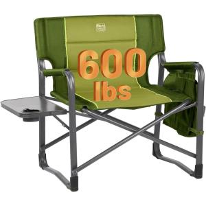 imageTIMBER RIDGE XXL Upgraded Oversized Directors Chairs with Foldable Side Table Detachable Side Pocket Heavy Duty Folding Camping Chair up to 600 Lbs Weight Capacity Grey Ideal Gift 2 PackGreen