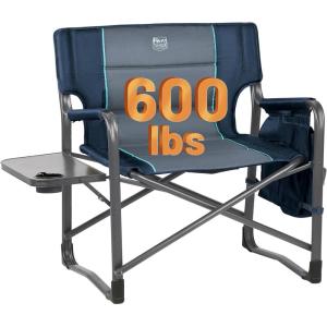 imageTIMBER RIDGE XXL Upgraded Oversized Directors Chairs with Foldable Side Table Detachable Side Pocket Heavy Duty Folding Camping Chair up to 600 Lbs Weight Capacity Grey Ideal Gift 2 PackBlue