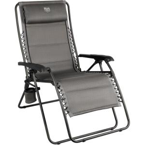 imageTIMBER RIDGE Zero Gravity Chairs Folding Recliner Chair Padded with Cup Holder and Headrest Adjustable Lounge Reclining Chair for Outdoor Camping Lawn Patio Indoor Supports 350lbs BrownGrey