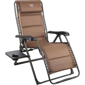 imageTIMBER RIDGE Zero Gravity Chairs Folding Recliner Chair Padded with Cup Holder and Headrest Adjustable Lounge Reclining Chair for Outdoor Camping Lawn Patio Indoor Supports 350lbs BrownBrown