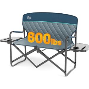 imageTimber Ridge Double Camping Chair Heavy Duty Outdoor Folding Camp Couch Loveseat Camping Chairs Perfect for Campsites PatioLawn Soccer Games or Other Youth Sports Supports 600 lbsLoveseat Blue