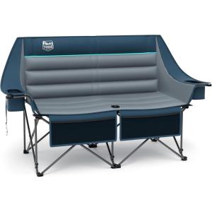 imageTimber Ridge Double Camping Chair Heavy Duty Outdoor Folding Camp Couch Loveseat Camping Chairs Perfect for Campsites PatioLawn Soccer Games or Other Youth Sports Supports 600 lbsBlue