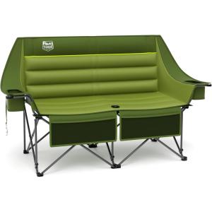 imageTimber Ridge Double Camping Chair Heavy Duty Outdoor Folding Camp Couch Loveseat Camping Chairs Perfect for Campsites PatioLawn Soccer Games or Other Youth Sports Supports 600 lbsGreen