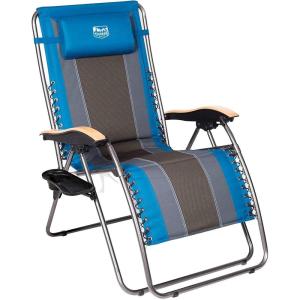 imageTimber Ridge Zero Gravity Chair Oversized Recliner Padded Folding Patio Lounge Chair 350lbs Capacity Adjustable Lawn Chair with Cup Holder Headrest for Outdoor Camping Patio LawnBlue