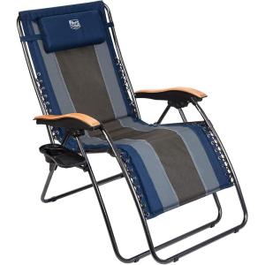 imageTimber Ridge Zero Gravity Chair Oversized Recliner Padded Folding Patio Lounge Chair 350lbs Capacity Adjustable Lawn Chair with Cup Holder Headrest for Outdoor Camping Patio LawnNavy Blue