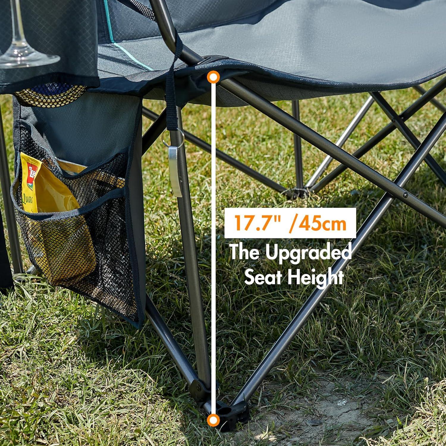 imageTIMBER RIDGE Oversized Double Camping Chairs Camping Couch 2 Person Camping Loveseat Double Folding Camp Chair with Wine Glass Holder Portable Chair for Outdoor Lawn Chairs Indoor Supports 600LBS