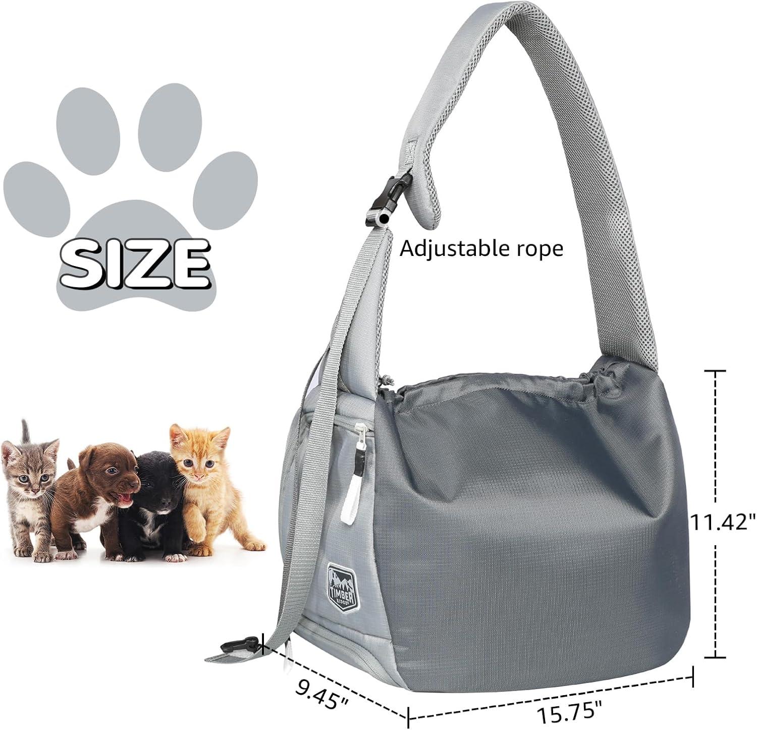 imageTIMBER RIDGE Dog Sling Dog Carrier with Adjustable Strap ampamp Zipper Pocket Dog Slings for Small Dogs with Removable Pet Pad Puppy Carrier Sling Bag Carrier for Dogs CatsGrey20lb