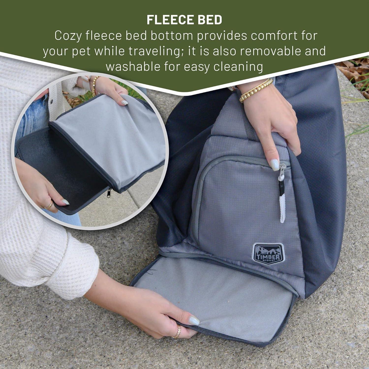 imageTIMBER RIDGE Dog Sling Dog Carrier with Adjustable Strap ampamp Zipper Pocket Dog Slings for Small Dogs with Removable Pet Pad Puppy Carrier Sling Bag Carrier for Dogs CatsGrey20lb