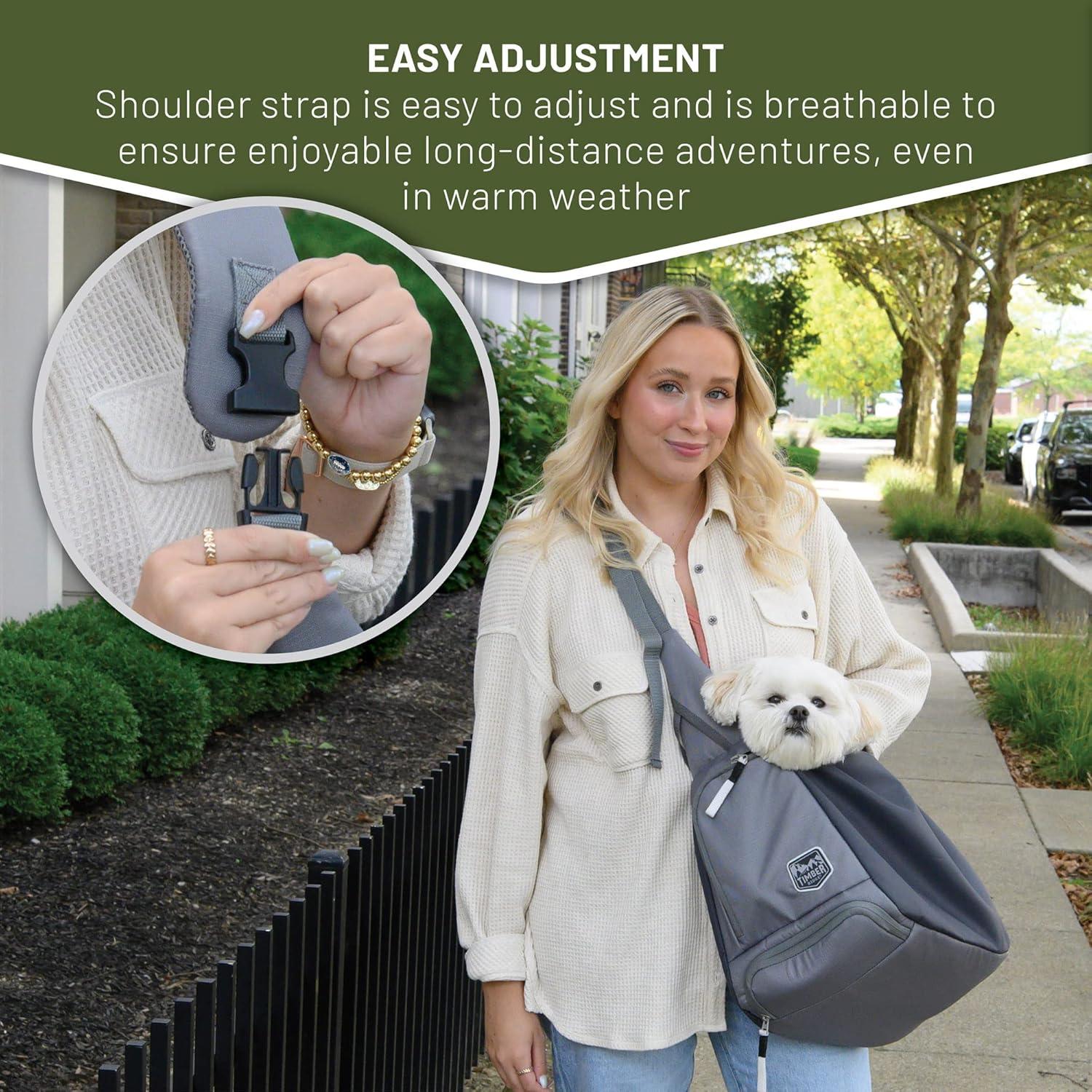 imageTIMBER RIDGE Dog Sling Dog Carrier with Adjustable Strap ampamp Zipper Pocket Dog Slings for Small Dogs with Removable Pet Pad Puppy Carrier Sling Bag Carrier for Dogs CatsGrey20lb