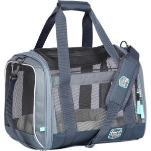 imageTIMBER RIDGE Airline Ready TSA Compliant Carrier for Dogs Cats Puppies 2Sided Entry with Fleece BedSize154quotX114quotX118quotFoursided Mesh