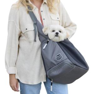 imageTIMBER RIDGE Dog Sling Dog Carrier with Adjustable Strap ampamp Zipper Pocket Dog Slings for Small Dogs with Removable Pet Pad Puppy Carrier Sling Bag Carrier for Dogs CatsGrey20lb