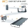 imageTIMBER RIDGE 20Second Quick SetUp Camping Cot Lightweight Aluminum Folding Cot Low Profile with Zipper Closure Portable Carry Bag for Camping Travel and Outdoors Support up to 225lbs GreenGrey2 Set