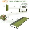imageTIMBER RIDGE 20Second Quick SetUp Camping Cot Lightweight Aluminum Folding Cot Low Profile with Zipper Closure Portable Carry Bag for Camping Travel and Outdoors Support up to 225lbs GreenGreen