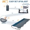 imageTIMBER RIDGE 20Second Quick SetUp Camping Cot Lightweight Aluminum Folding Cot Low Profile with Zipper Closure Portable Carry Bag for Camping Travel and Outdoors Support up to 225lbs GreenBlue2 Set