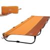 imageTIMBER RIDGE 20Second Quick SetUp Camping Cot Lightweight Aluminum Folding Cot Low Profile with Zipper Closure Portable Carry Bag for Camping Travel and Outdoors Support up to 225lbs GreenOrange
